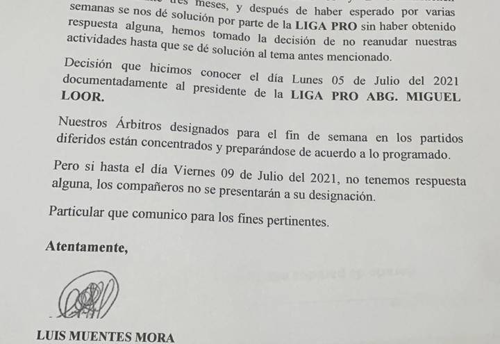 Luis Muentes: Si no nos pagan, no habrá partidos