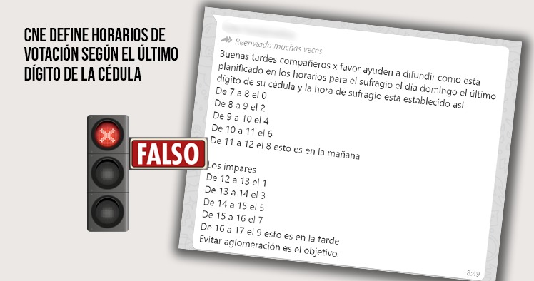 CNE no anunció horarios de votación por dígito final de la cédula