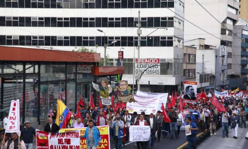 FUT protesta en Quito por políticas del gobierno