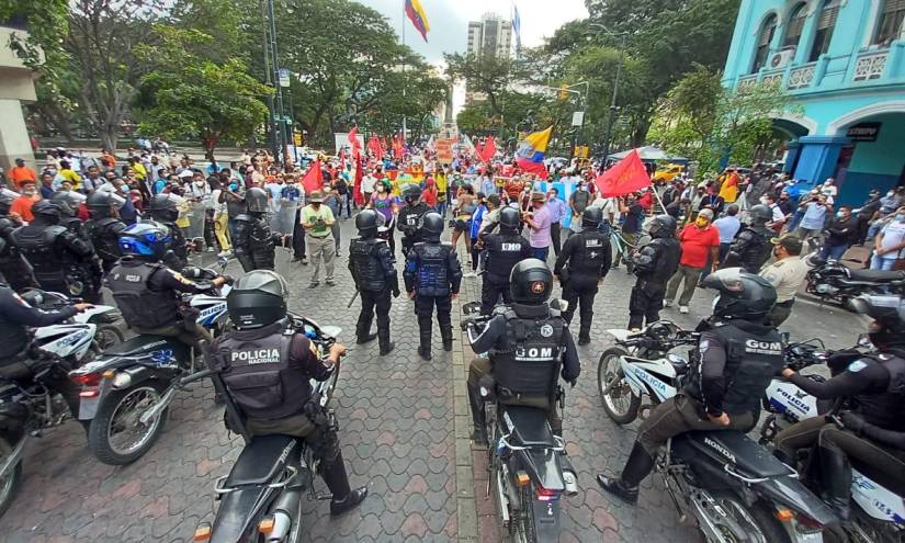 Manifestación en el centro de Guayaquil.